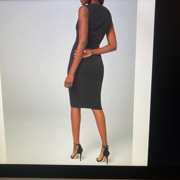 White House Black Market NWT Black Midi Dress Women Size 4 - Picture 9 of 14